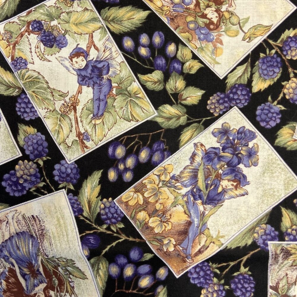 BEAUTIFUL - Misc Lot Of 6 Fairy Themed Cotton Quilt Fabrics, PLUS yards of Cream